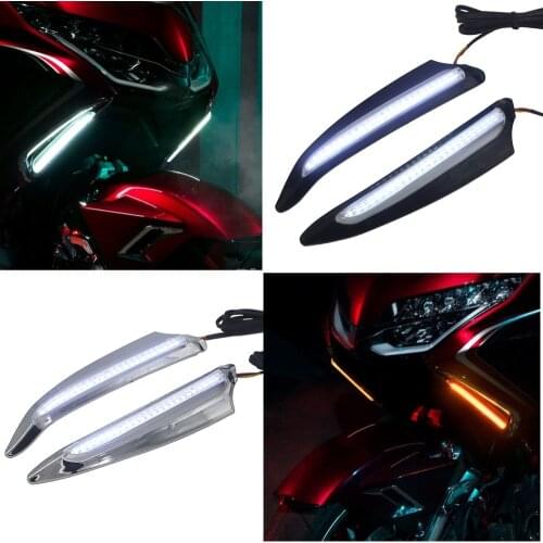 NEW For HONDA GL1800 F6B Golden Wing 2018-UP 2019 2020 Front Lighted Vent Trim LED Turn Signal Kit in BLACK And Chrome
