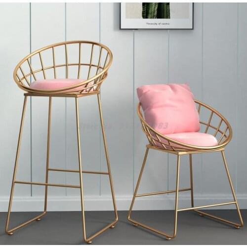 Dining chair Nordic ins net red milk tea shop table and chair combination simple dressing stool iron hollow makeup small chair