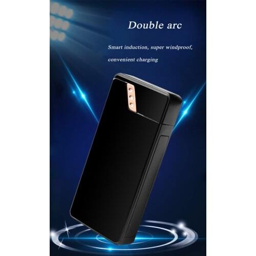 TH-106 Creative Double Arc Cigarette Lighter Touch Induction Ignition Charging Lighter Metal Smoking Set