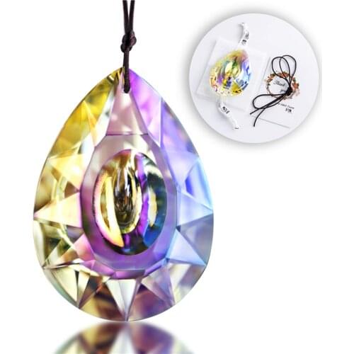 H&D 76mm Suncatcher Crystal Chandelier Hanging Prism Ornament Rainbow Crystal Decor for Window Sun Catcher,Yellow