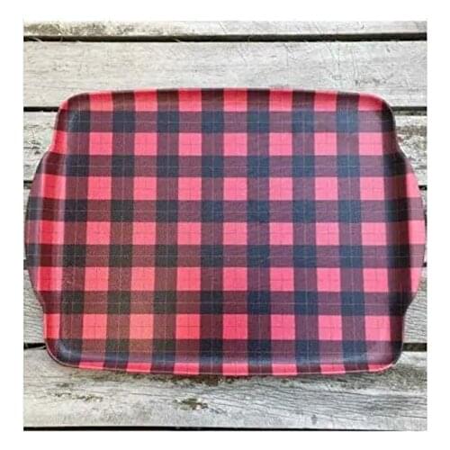 Kristal Ultraform Melamine Plaid Red Tray with Handle 30X41Cm