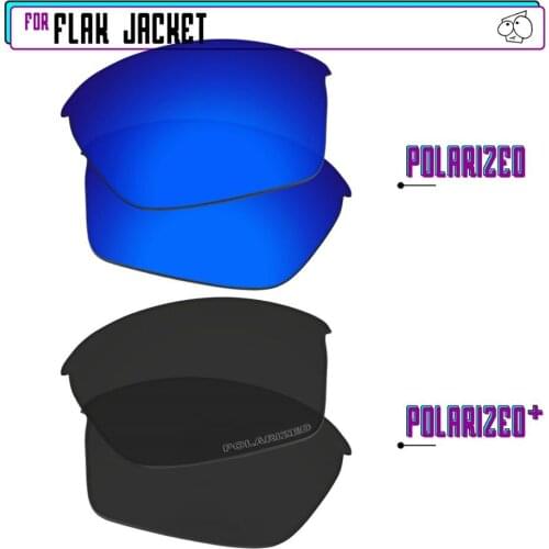 EZReplace Polarized Replacement Lenses for - Oakley Flak Jacket Sunglasses - Black P Plus-Navy P