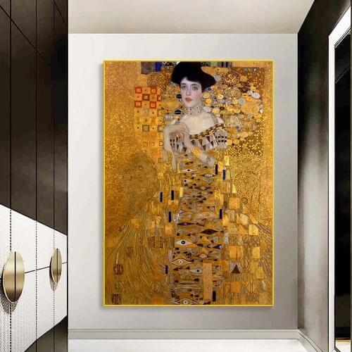 Portrait Of Adele Bloch By Gustav Klimt Oil Paintings Print On Canvas Art Posters And Prints Famous Wall Art Pictures Cuadros