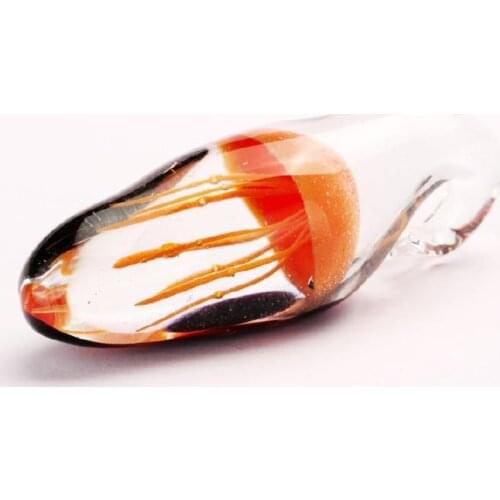 FREE SHIPPING 100% handcraft Glow Warm Color Jellyfish Art Glass Black Improvements Display Fine Pendant L 5CM*W 1.2CM*weight 17