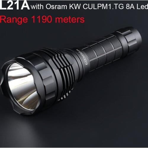 Most Powerful Led Flashlight Convoy L21A with KW CULPM1.TG 8A Driver 21700 Torch 1190 Meters Range Camping Hunting Flash Light