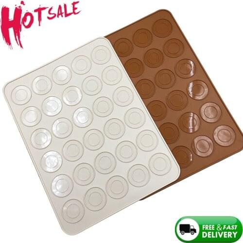 Silicone DIY Mold 30-Cavity Baking Mat Hot NEW Silicone Macaron Macaroon Pastry Oven Baking Mould Sheet Mat Random Color