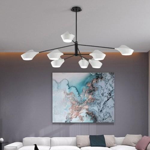 Nordic black chandelier iron lampshade modern led chandelier for living room Kitchen lighting lamp branch bedroom interior home