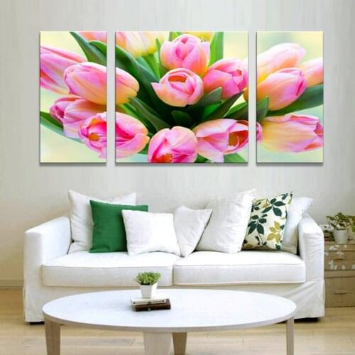 Nordic Art canvas triptych modern home decoration art tulip picture high quality canvas painting Print Free shipping