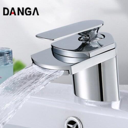 Basin Faucets Bathroom Tap 4 Colors Brass Faucet Wide Mouth Waterfall Sink Tap Hot And Cold Bathroom Cabinet Sitting Type Faucet