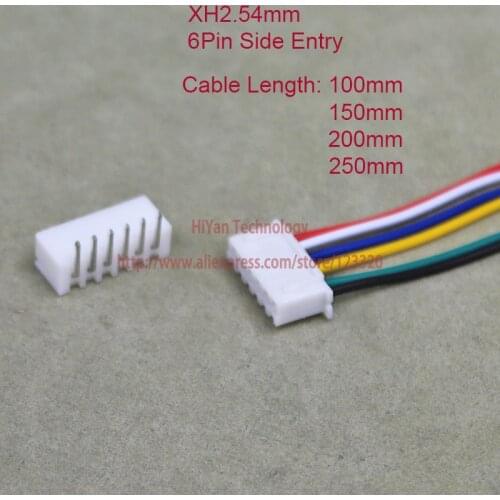 25sets XH2.54 JST 2.54mm Pitch Side Entry 6Pin Connector 100mm To 250mm with 1007 26AWG Electronic Wire Cable 6P Pin Header