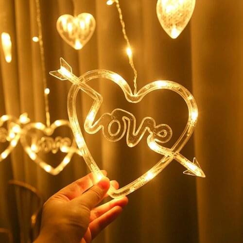 2.5m Arrow and Heart LED CHRISTMAS Fairy Light Garland Curtain Icicle Lights Festival Holiday Lights For Wedding Room Lover Gift