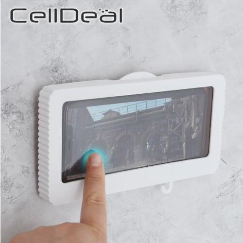 Universal Waterproof Phone Case Wall Mounted Bathroom Cellphone Convenient Safe Phone Holder Bathroom Home Storage Cover