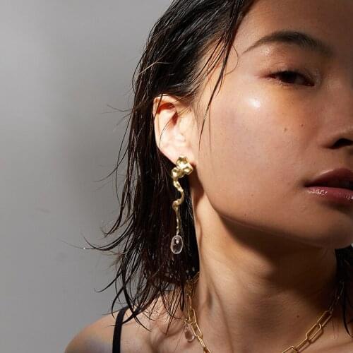 Flashbuy Vintage Irregular Geometric Long Metal Drop Earrings for Women 2021 Fashion Punk Gold Color Earrings for Women Jewelry