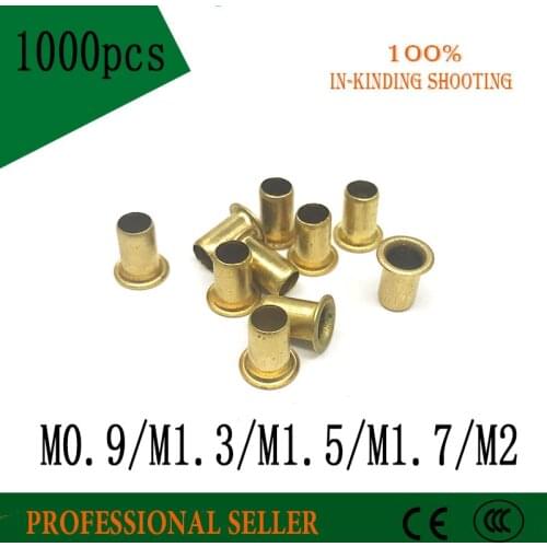 Rivet 1000pcs M0.9 M1.3 M1.5 M1.7 M2 Hollow Copper Bronze rivets Cross hole Brass rivets Single tube DIY accessories