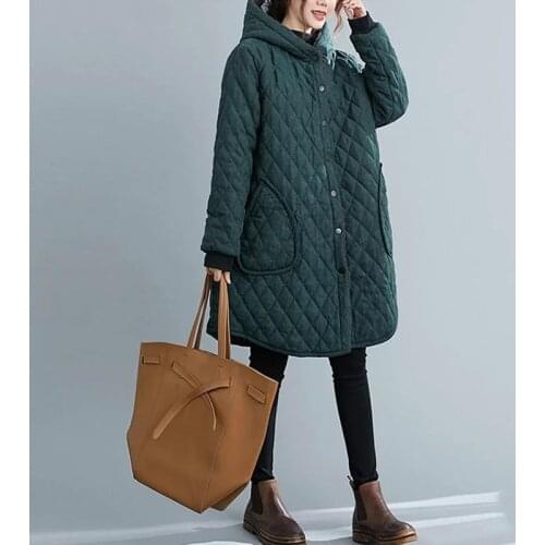 2021 Plus Size Coats Women Warm Plaid Wadded Jacket Winter Thickening Cashmere Oversize Hooded Female Casual Fashion Outerwear