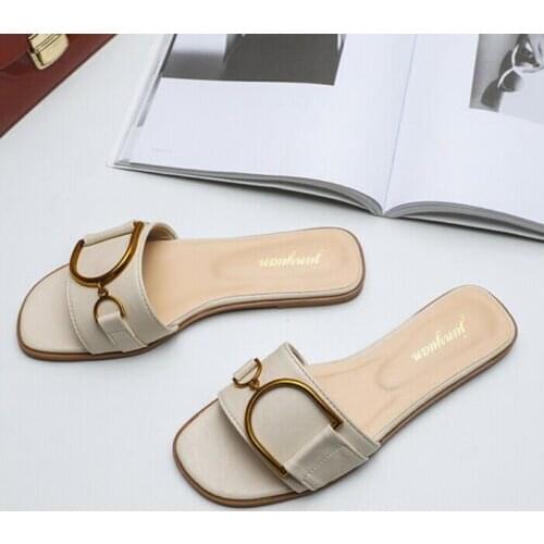 Womens Flat Sandals U faux Leather Summer Beach Slippers UK3-7