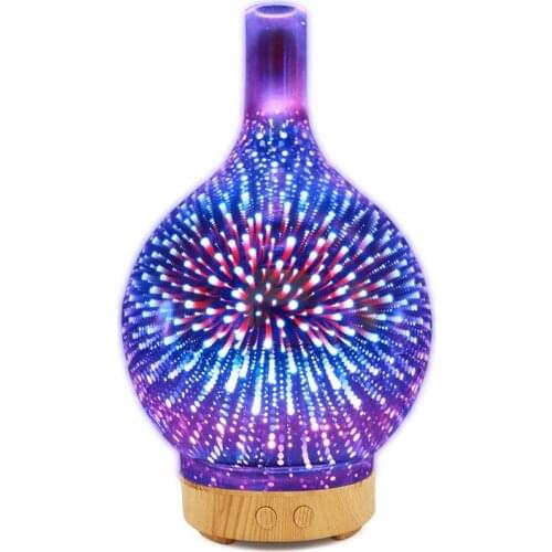 008-3D Colorful Night Light Glass Fireworks Multifunctional Aromatherapy Machine Humidifier Ultrasonic Essential Oil Atomizer