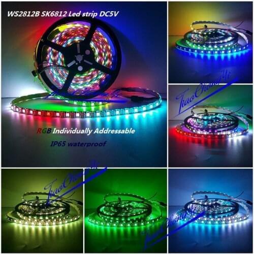 1M 5M WS2812B SK6812 Led strip light RGB Individually Addressable DC5V IP65 New