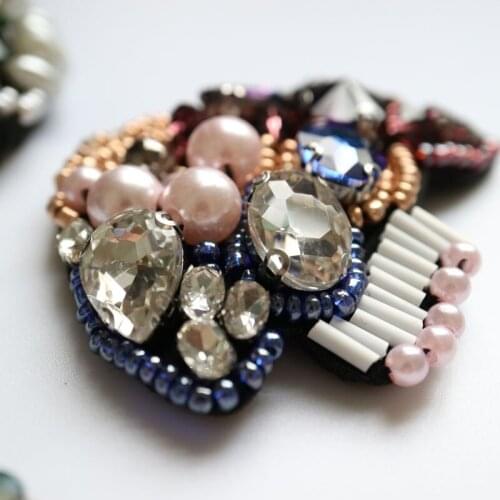 1pc handmade sequin owl fish patches for clothing DIY rhinestone beaded Sew on patch embroidery applique round parche ropa