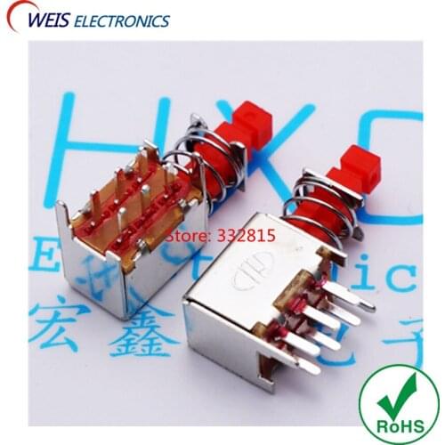 10PCS PS-22F03 POWER SWITCH SELF-LOCKING 6PIN piano-key switch A03 SWITCHES ROHS Free shipping