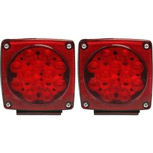 2Pcs LED Submersible Square Lights Trailer Under 80 Inch Tail Brake Boat Stud Mount