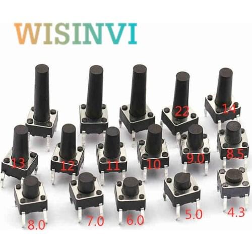 20PCS 6*6 Tact Switch 6x6x4.3MM /5/6/7/8/9/10/11/12/13/14/22MM Tact Switch Push Button 4PIN Micro Switch For Induction Cooker