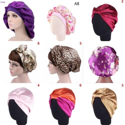 29 Styles NEW Lady Night Sleep Hat Long Hair Care Cap Satin Lace Bonnet Turban Headwrap Bandanas Beanie Bathroom Shower Caps