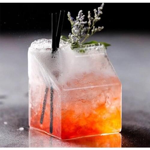 300ML Square Milk Box Cup Heat-Resistant Glass Japanese Style Creative Home Kitchen Tableware Breakfast Coffee Juice Cup