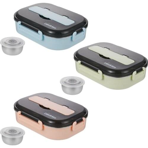 304 Stainless Steel Lunch Box Compartment Bento Food Picnic Container with Soap Bowl Kitchen Leakproof