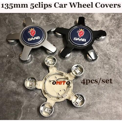 4pcs /set 135mm 5clips Car Wheel Tires Accessories Center Caps Auto Emblem Badge Cover for SAAB 9-3 9-5 93 95 BJ SCS