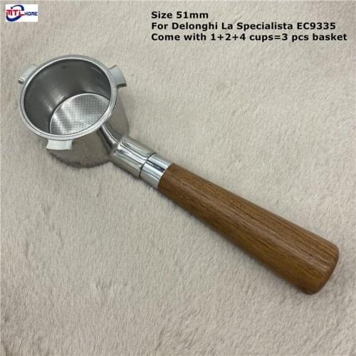 Coffee Bottomless Portafilter 51MM For Delonghi La Specialista EC9335 Replacement Filter Basket Coffee Accessories For Barista