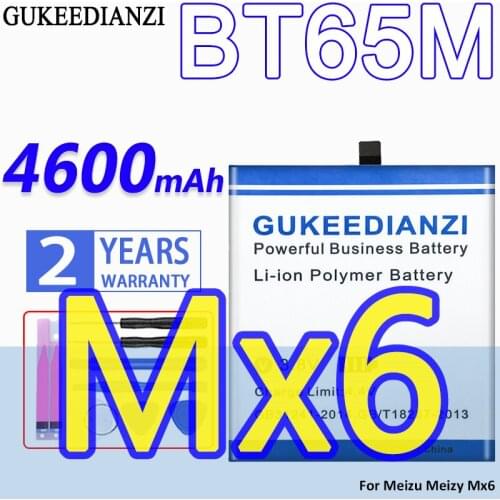 High Capacity GUKEEDIANZI Battery BT65M 4600mAh For Meizu Meizy Mx6
