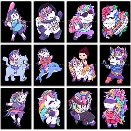 New Diamond painting Cartoon Animal unicorn horse dolphin 5D DIY Full Square Drill embroidery Cross stitch mosaic Drawing 1027