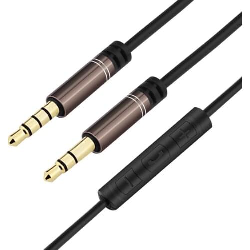 3.5mm Jack Cable 1.2m Stereo Aux Plug Cord With MIC Speakerphone In-Line Volume Control For Car Cellphone Tablet Speaker