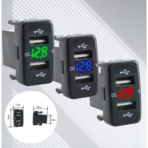 4.2A Car Charger Socket Dual USB Port Charging Volt Display Adapter Charger Compatible with popular mobile devices Smartphone