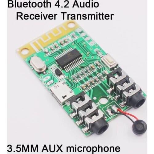Wireless Stereo Bluetooth 4.2 Audio Receiver Transmitter 2in1 AUX microphone power 5V OR USB For headset Speaker Amplifier