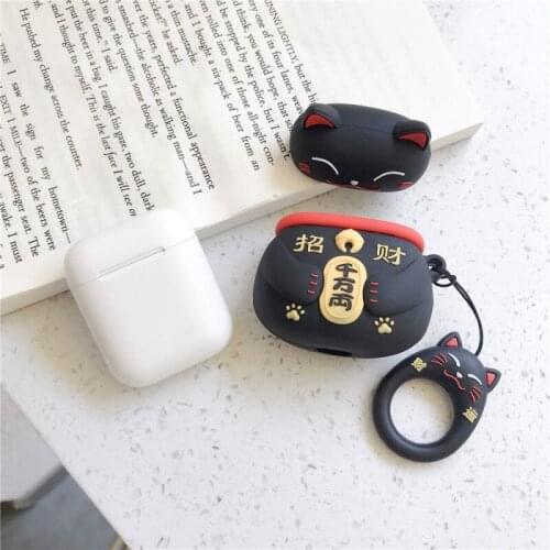 Cute Catoon Cat Case For Apple Airpods 1/2 Generation Silicone Headphone Cases Anti-fall Dustproof Protective Skin Cover