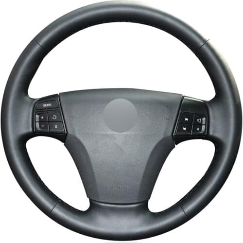 Black PU Faux Leather DIY Hand-stitched Car Steering Wheel Cover for Volvo S40 2004-2012 V50 2005-2011 C30 2010-2013