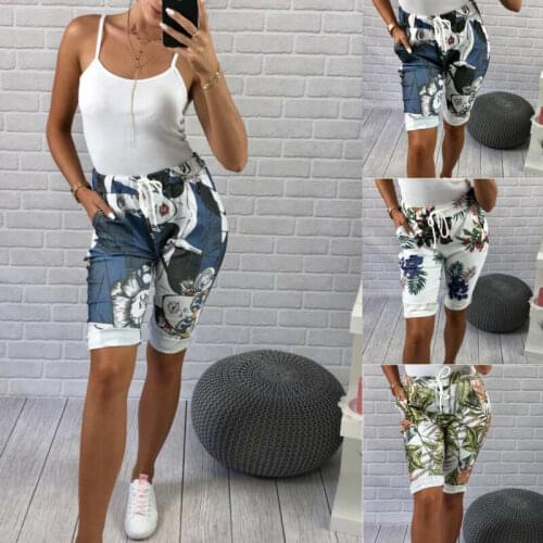 Brand New Women Yoga Shorts Elastic Waist Yoga Shorts String Workout Pockets Running Gym Fitness Hot High Waist Print Hot 2019