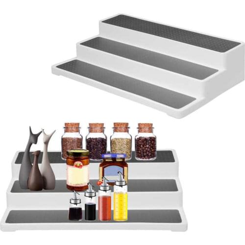 2PCS 3 Tier Spice Rack Step Shelf Organizer Stand Kitchen Countertop Holder Supplies