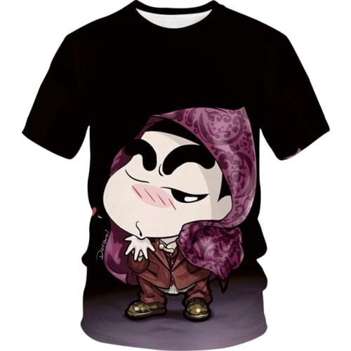 2021 Summer Hot Sale Crayon Shinchan 3D Mens Oversized T-shirt Street Hip Hop T-shirt Men and Women Couple Casual Short Sleeve