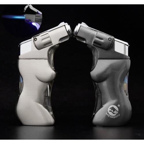 Metal Gas Personality Creative Blue Flame Small Spray Gun Butane Welding Torch Windproof Lighter Smoking Accessories