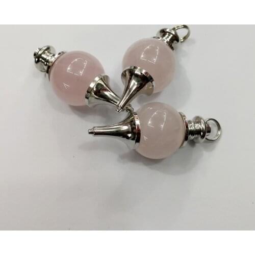 Fashion good quality natural rose quartzs stone charm ball pendants for necklace jewelry making free shipping Wholesale12pcs/lot
