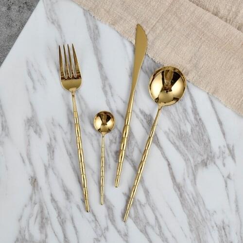 Gold Dinnerware Set Stainless Steel Knife Fork Spoon Tableware Set Table Cutlery Kitchen Device Sets Table Service Zero Waste