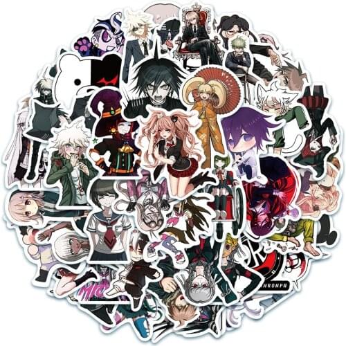 50PCS Pack Mixed Danganronpa Game Waterproof Stickers DIY Snowboard Laptop Luggage Fridge Guitar Graffiti Decal Kid Toy Stickers