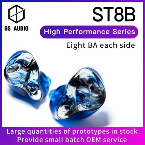 GS AUDIO ST8B 8BA Hybrid Driver HiFi In-Ear Earphones with 0.78 2pin Detachable Cable IEMs for Audiophiles Musician OEM ODM