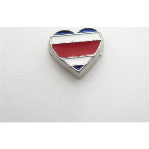 New 100pcs/lot Heart Flag Floating Charms Living Glass Memory Lockets DIY Jewelry Charms Wholesale Floating Charms