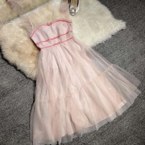 Brand New Thailand fashion Dream Star Sequin slim all around Dress Pink Fairy