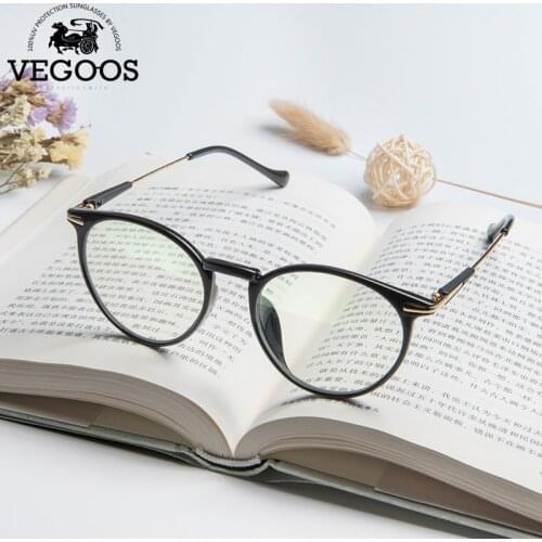 VEGOOS Blue Light Blocking Glasses Round Women Anti Eye Strain Vintage Style Clear Lens Optical Spectacle Frame For Gaming #5123