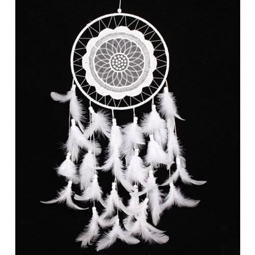 Originality Big Hot White Dreamcatcher Wind Chimes Indian Style Pearl Feather Pendant Dream Catcher Gift 2018